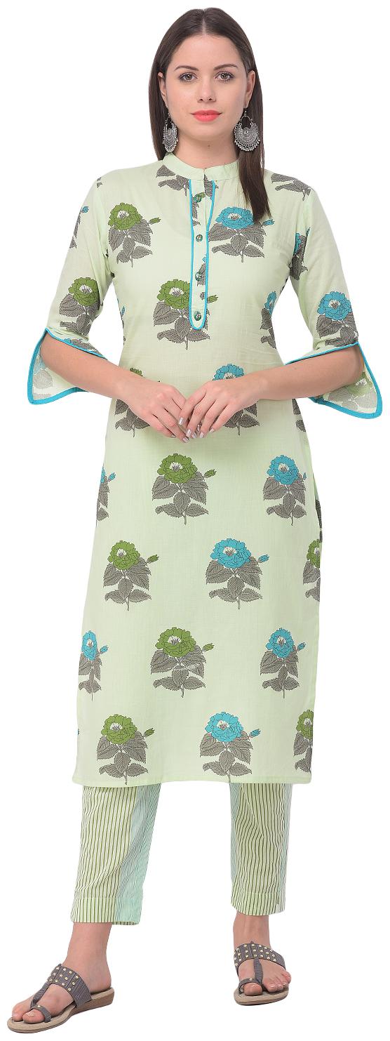 

SHRASHTY Women Pure Cotton Kurta Green