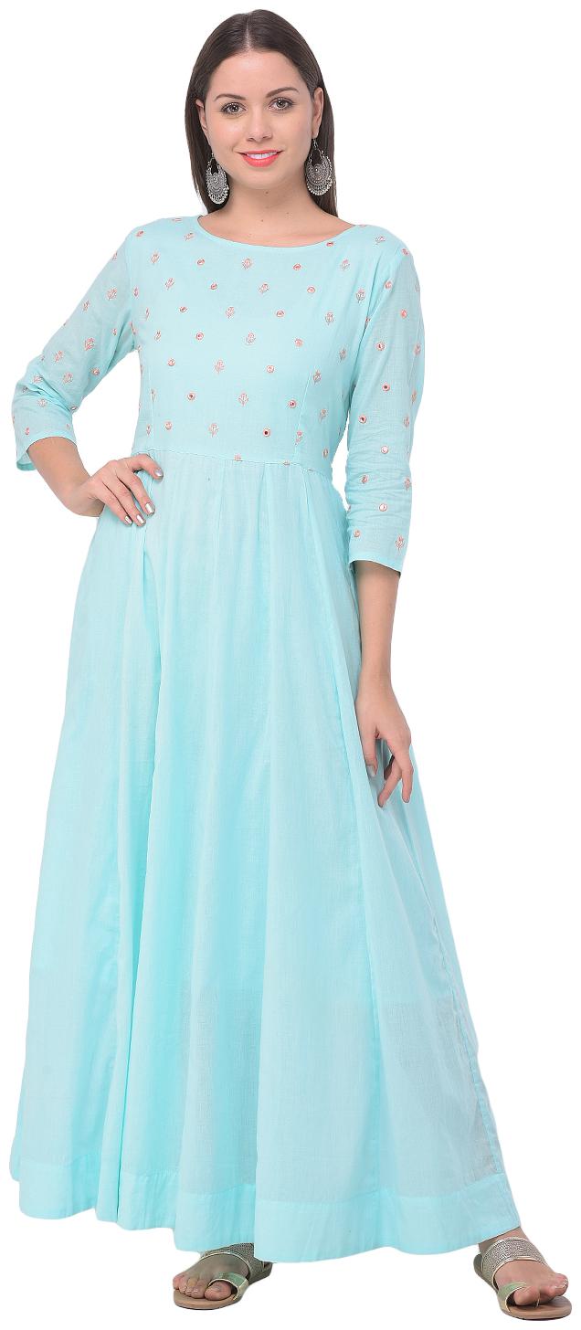 

SHRASHTY Women Blue Embroidered Regular Kurta