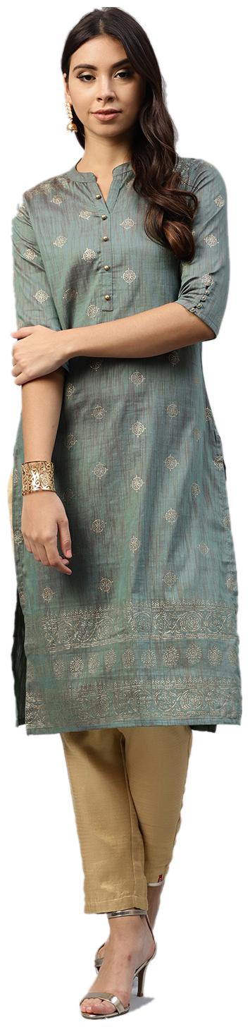 

Shree Blended Printed Women Kurta - Green
