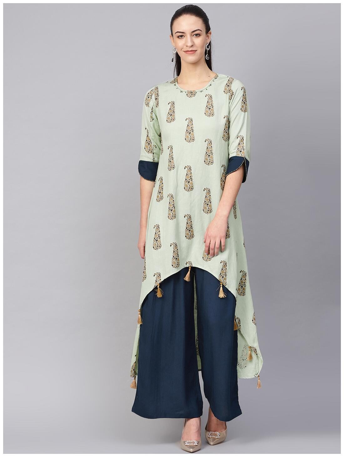 

Shree Cotton Casual Kurta With Palazzo Multi