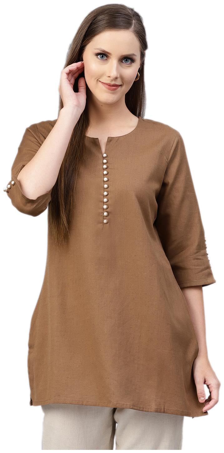 

Shree Women Solid Regular tunic - Brown