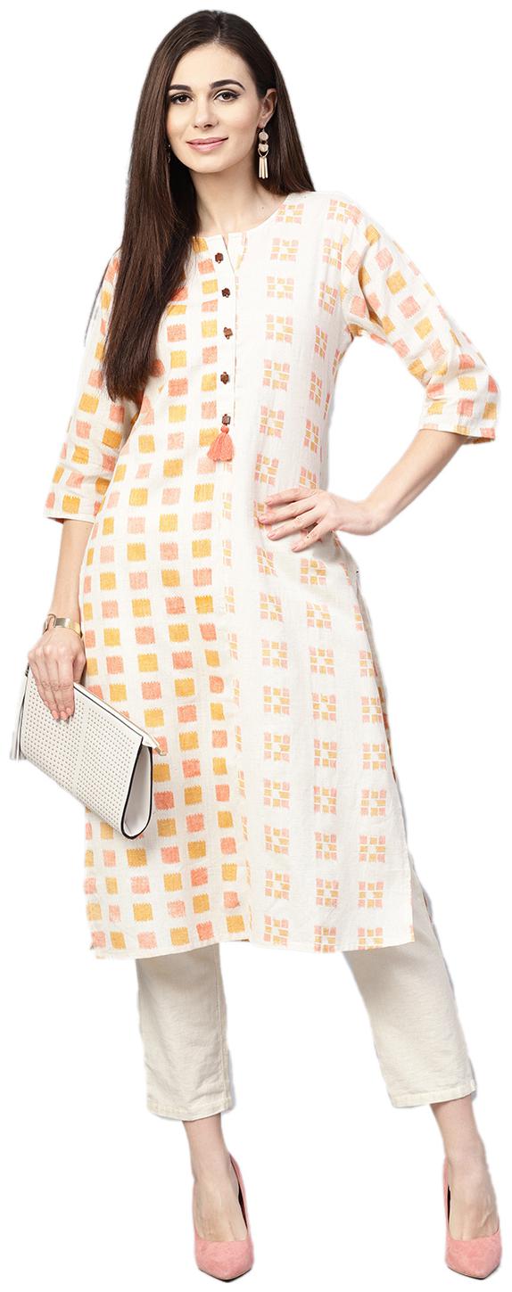 

Shree Cotton Printed Women Kurta - Cream