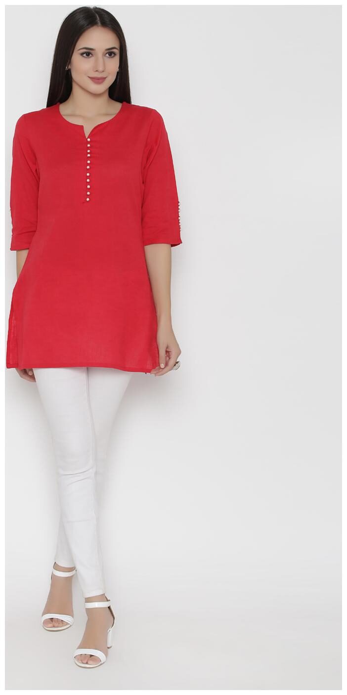

Shree Women Solid Regular tunic - Red