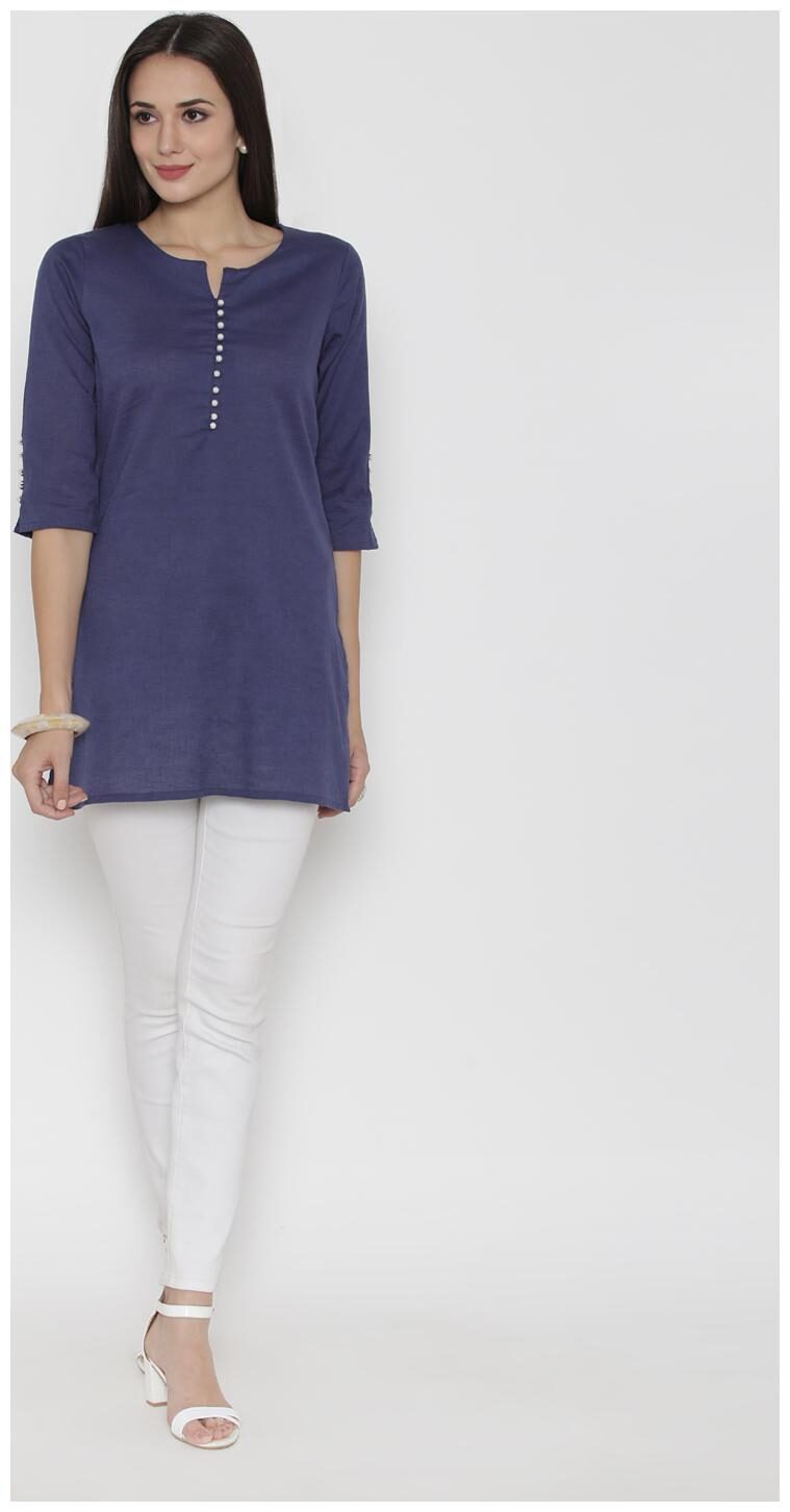 

Shree Women Solid Regular tunic - Blue