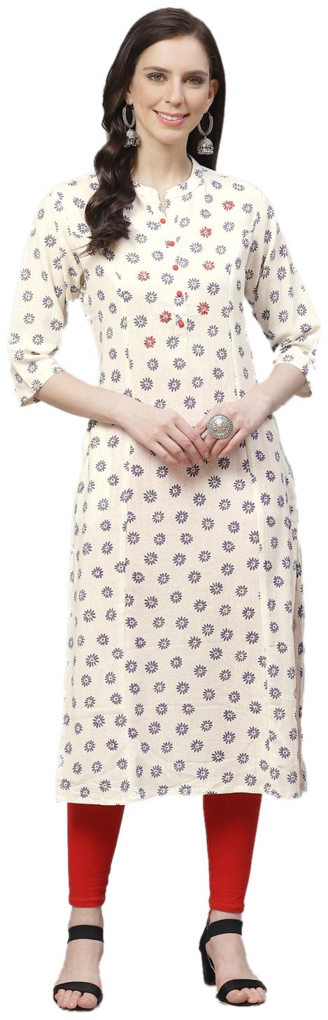 

Shree Women White Embroidered Straight Kurta
