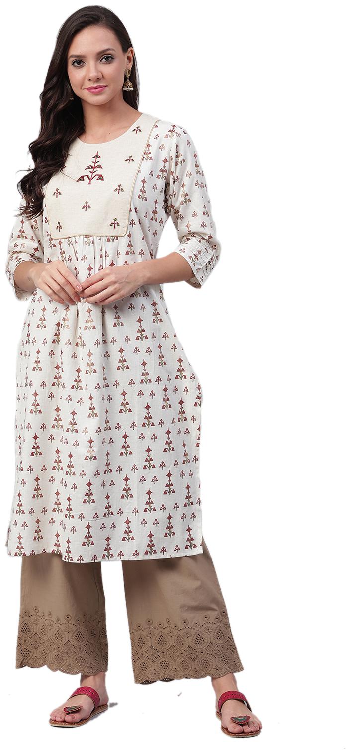 

Shree Women White Printed Straight Kurta