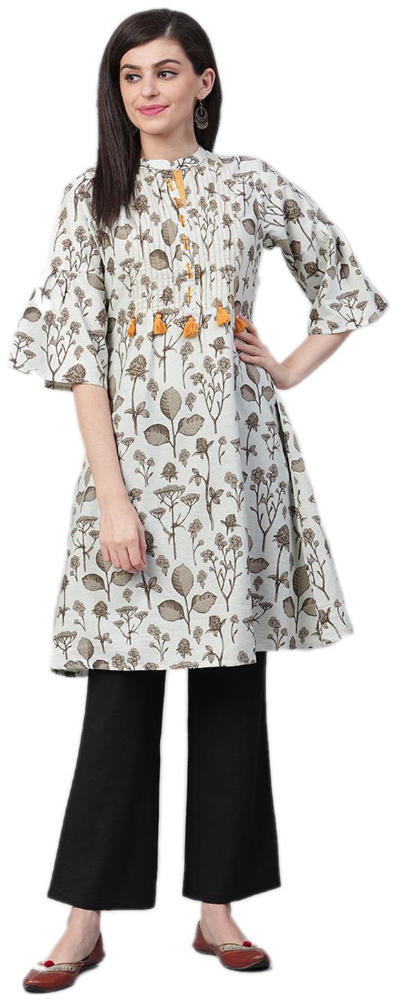 

Shree Cotton Floral Grey Color Kurta