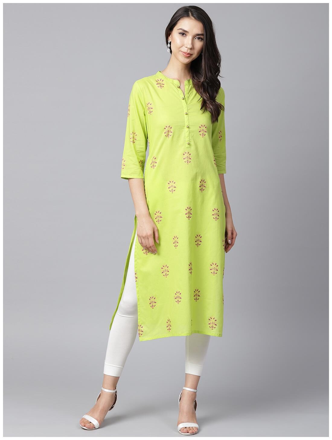 

Shree Cotton Colorblocked Women Kurta - Green
