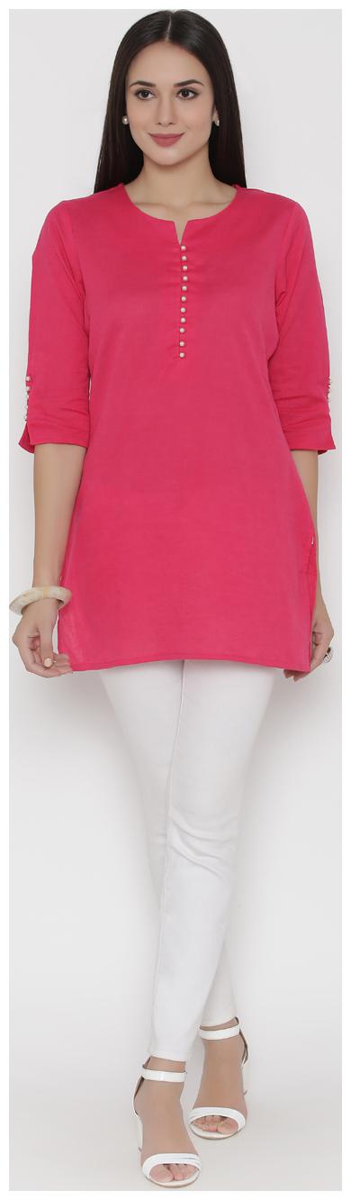 

Shree Women Solid Regular tunic - Pink