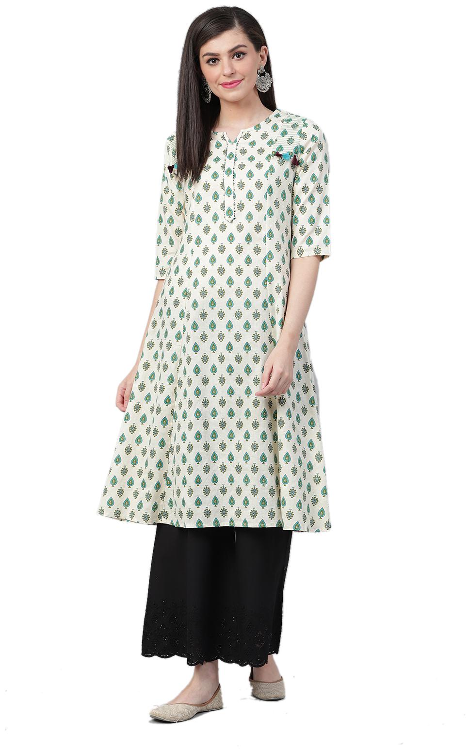 

Shree Cotton Printed Green Color Kurta