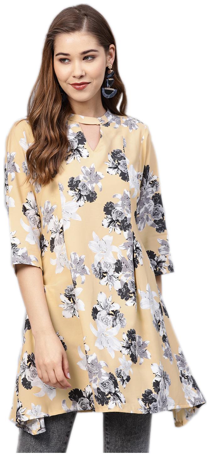 

Shree Women Floral Regular tunic - Yellow