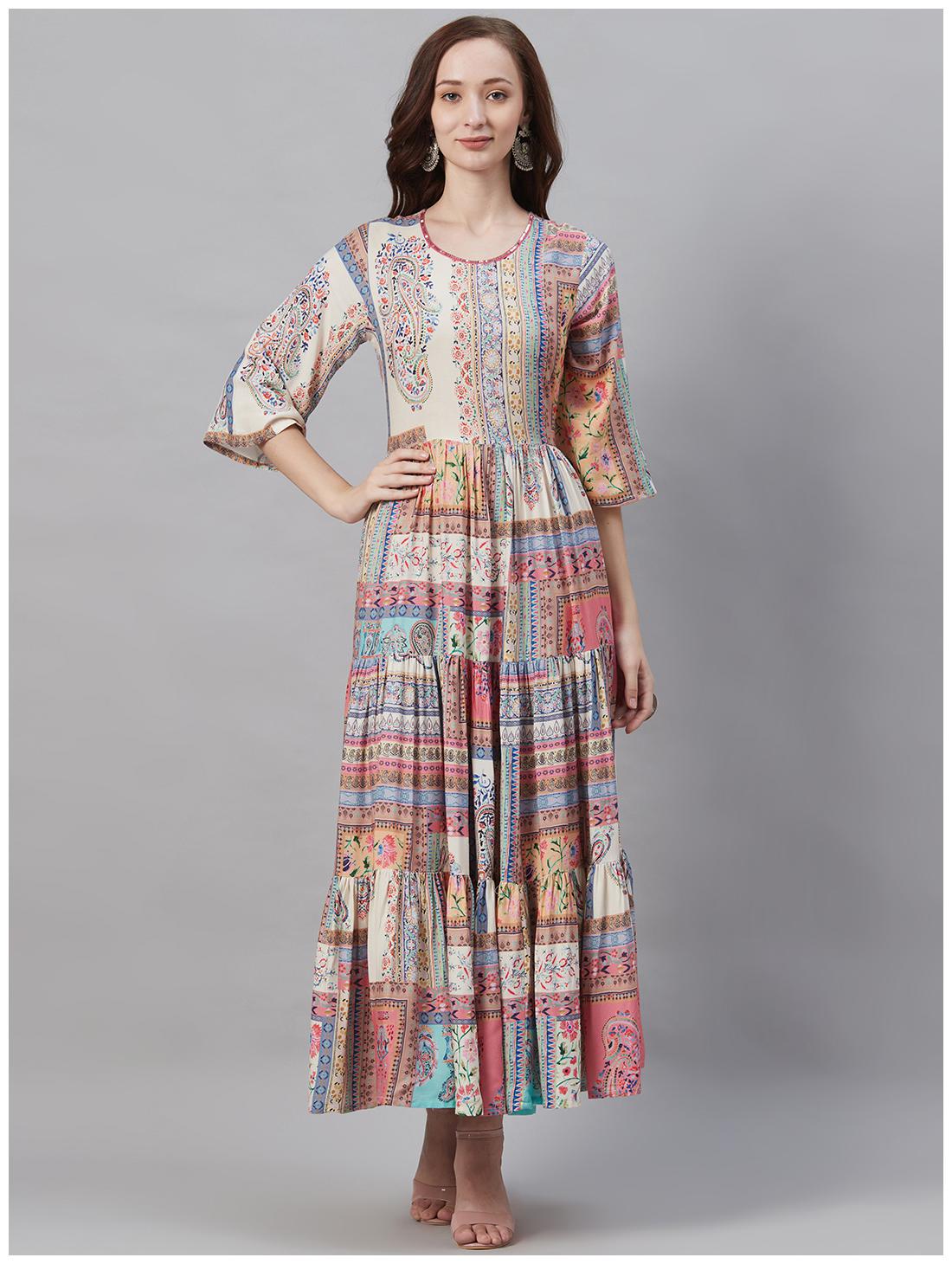 

Shree E2Women Liva Floral Multi Fusion Dresses