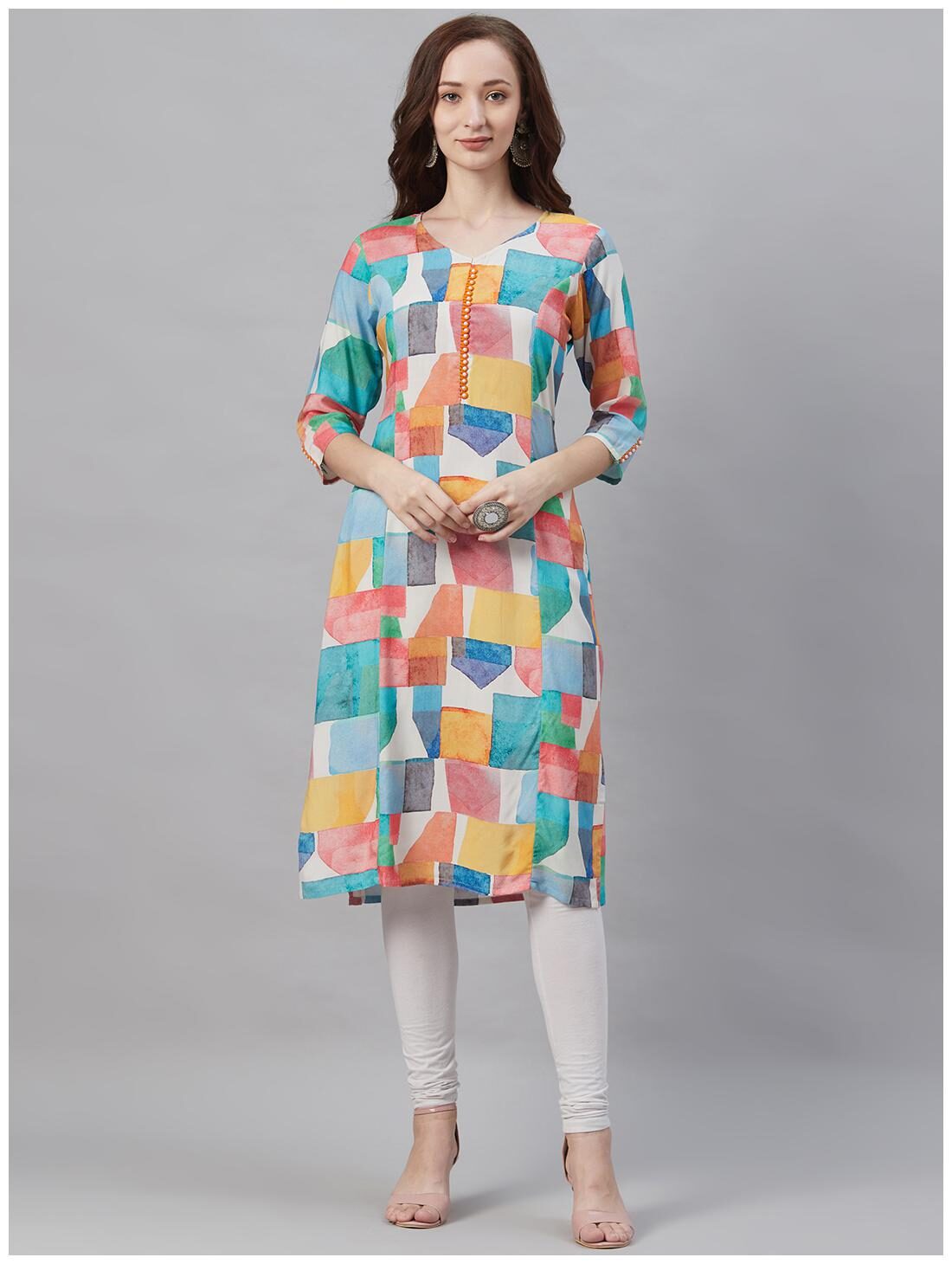

Shree Women Multi Geometric Straight Kurta