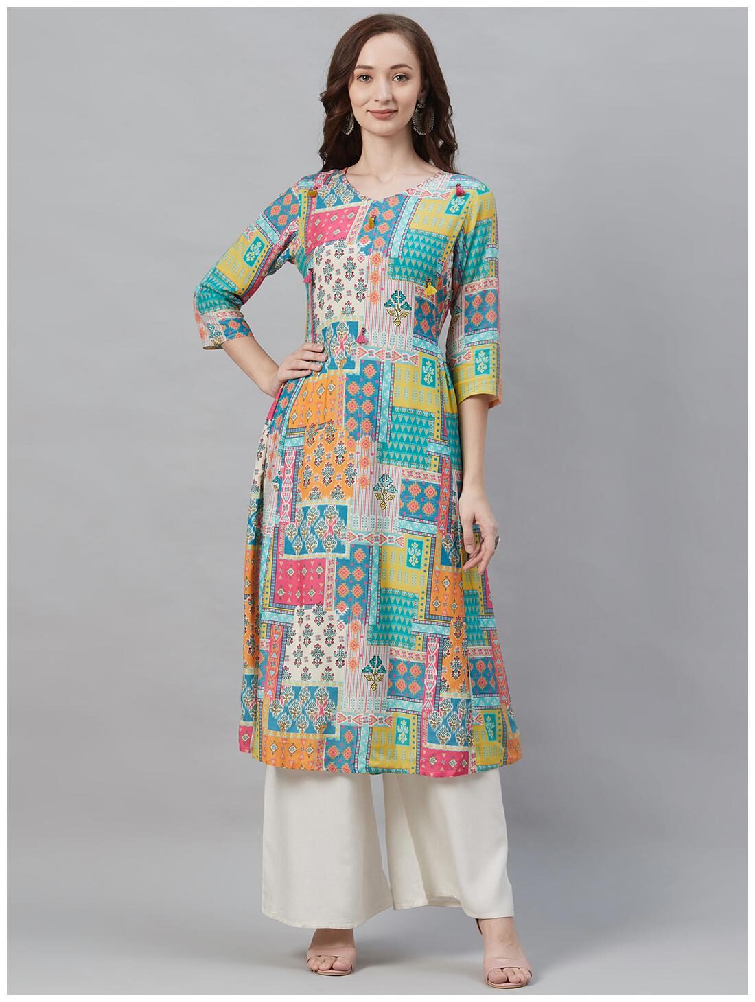 

Shree E2Women Liva Abstract Multi Kurta