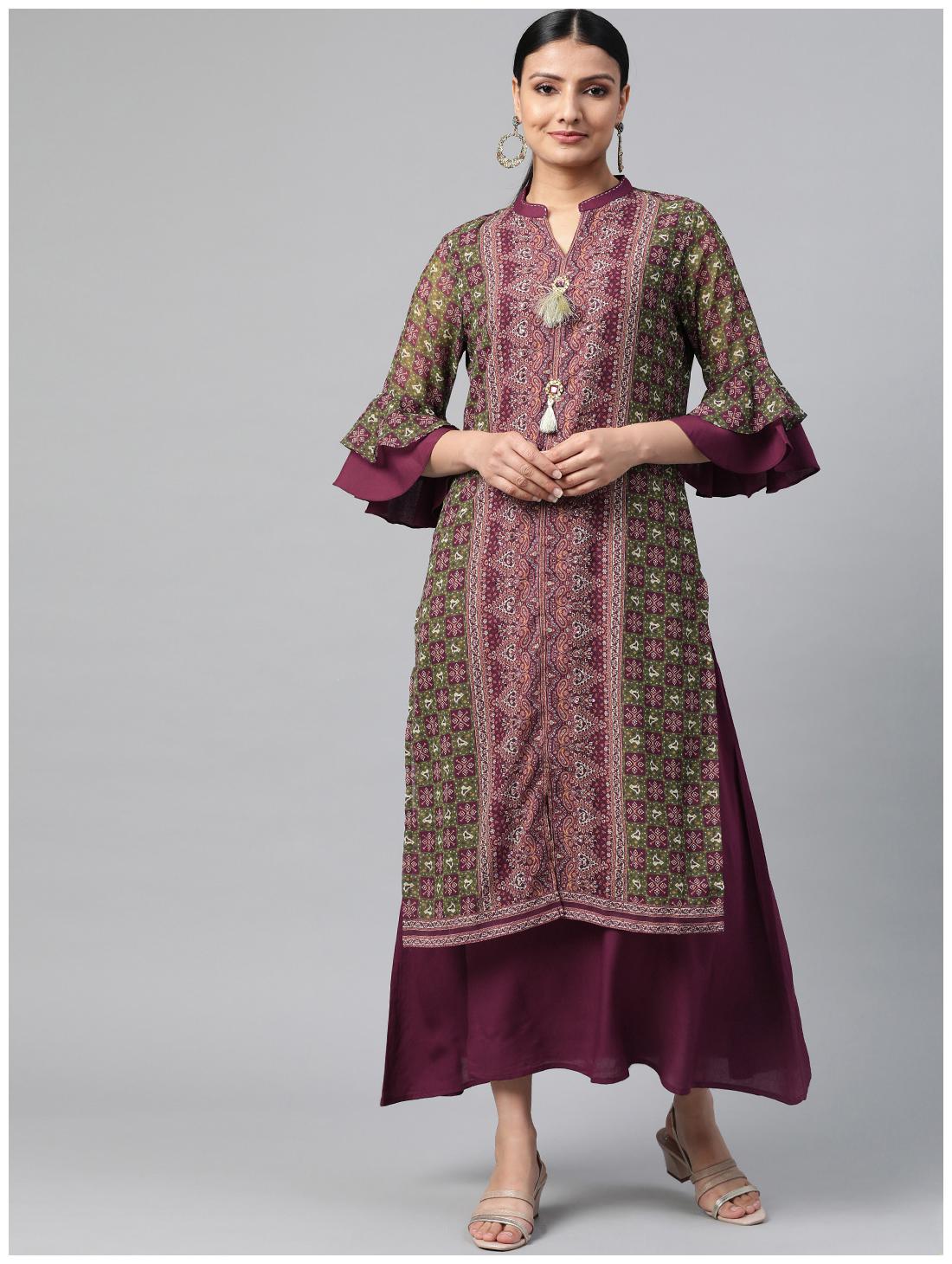 

Shree Green Liva Printed Women s Fusion Dresses