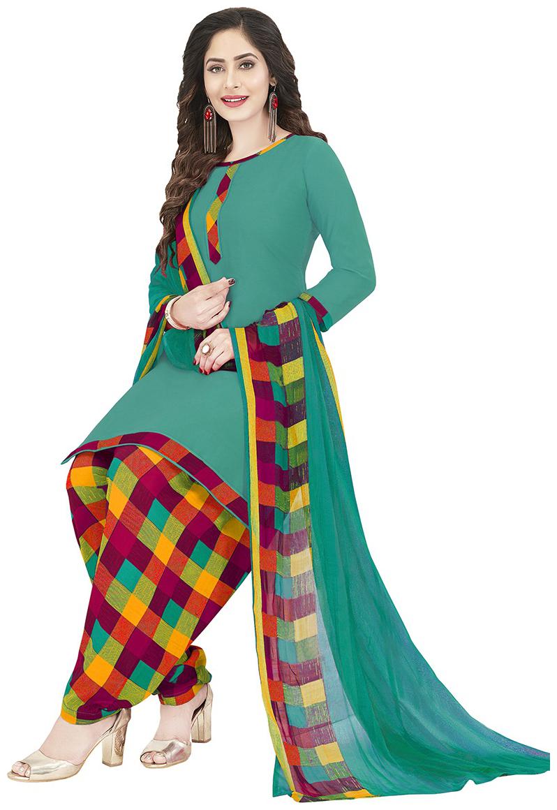 

Shree Jeen Mata Collection Green Unstitched Kurta with bottom dupatta With dupatta Dress Material