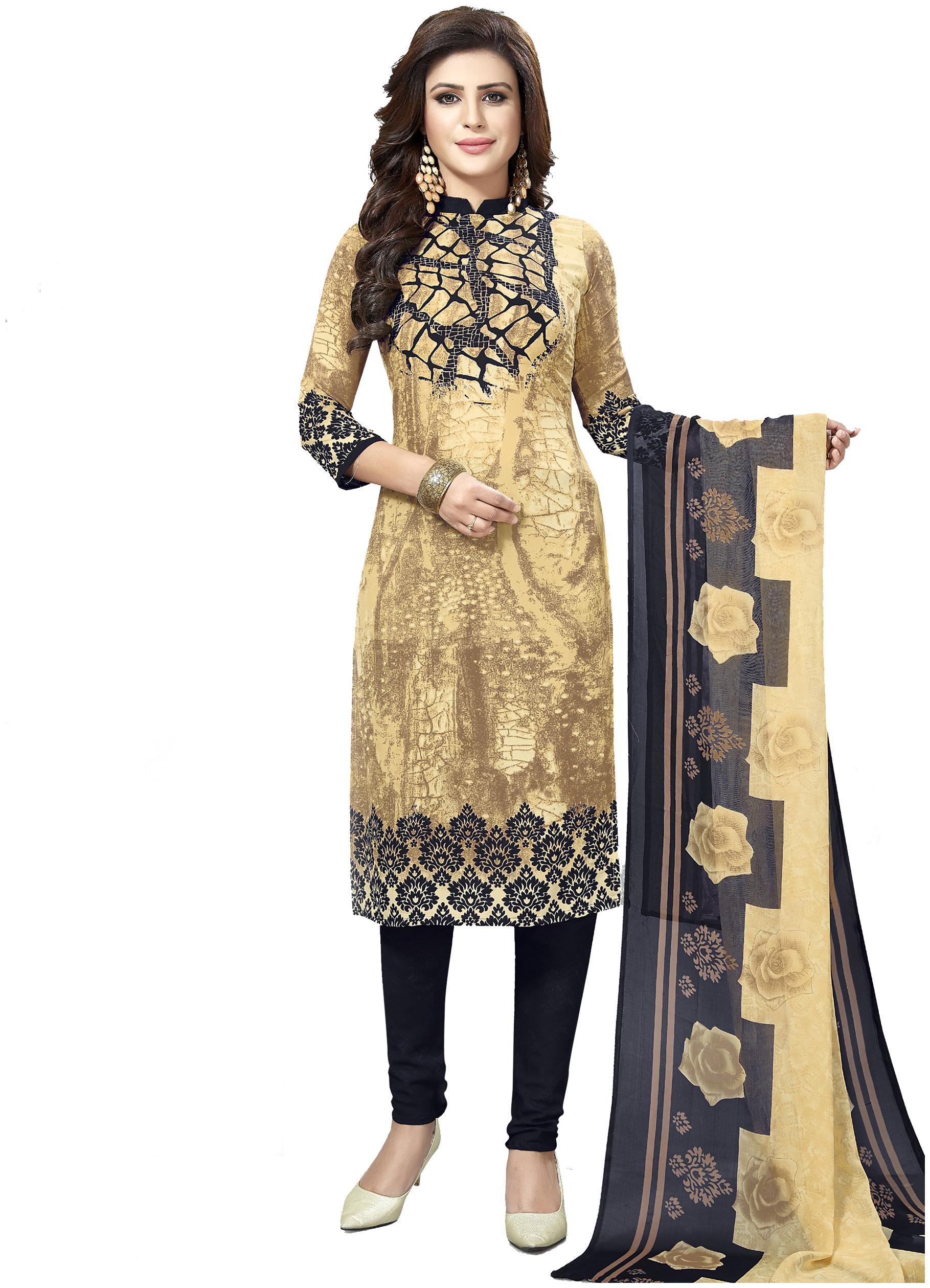 

Shree Jeen Mata Collection Beige Unstitched Kurta with bottom dupatta With dupatta Dress Material