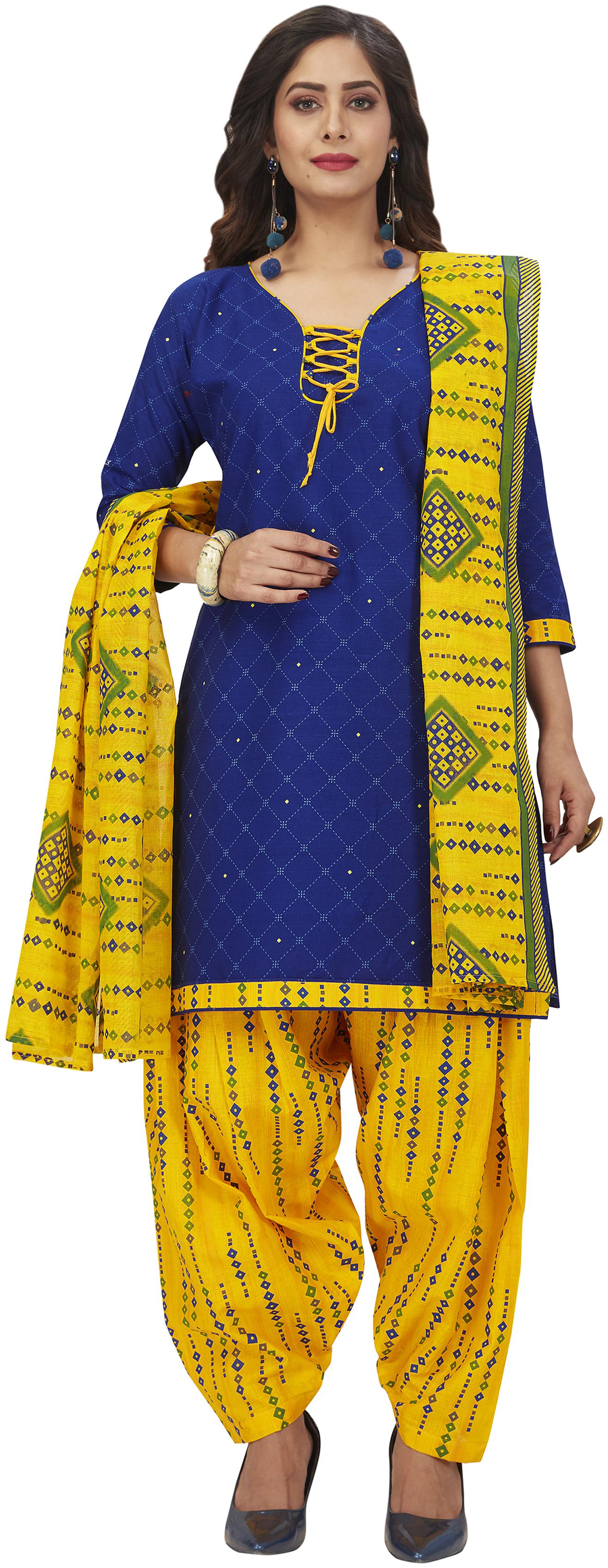 

Shree Jeen Mata Collection Blue Unstitched Kurta with bottom dupatta With dupatta Dress Material