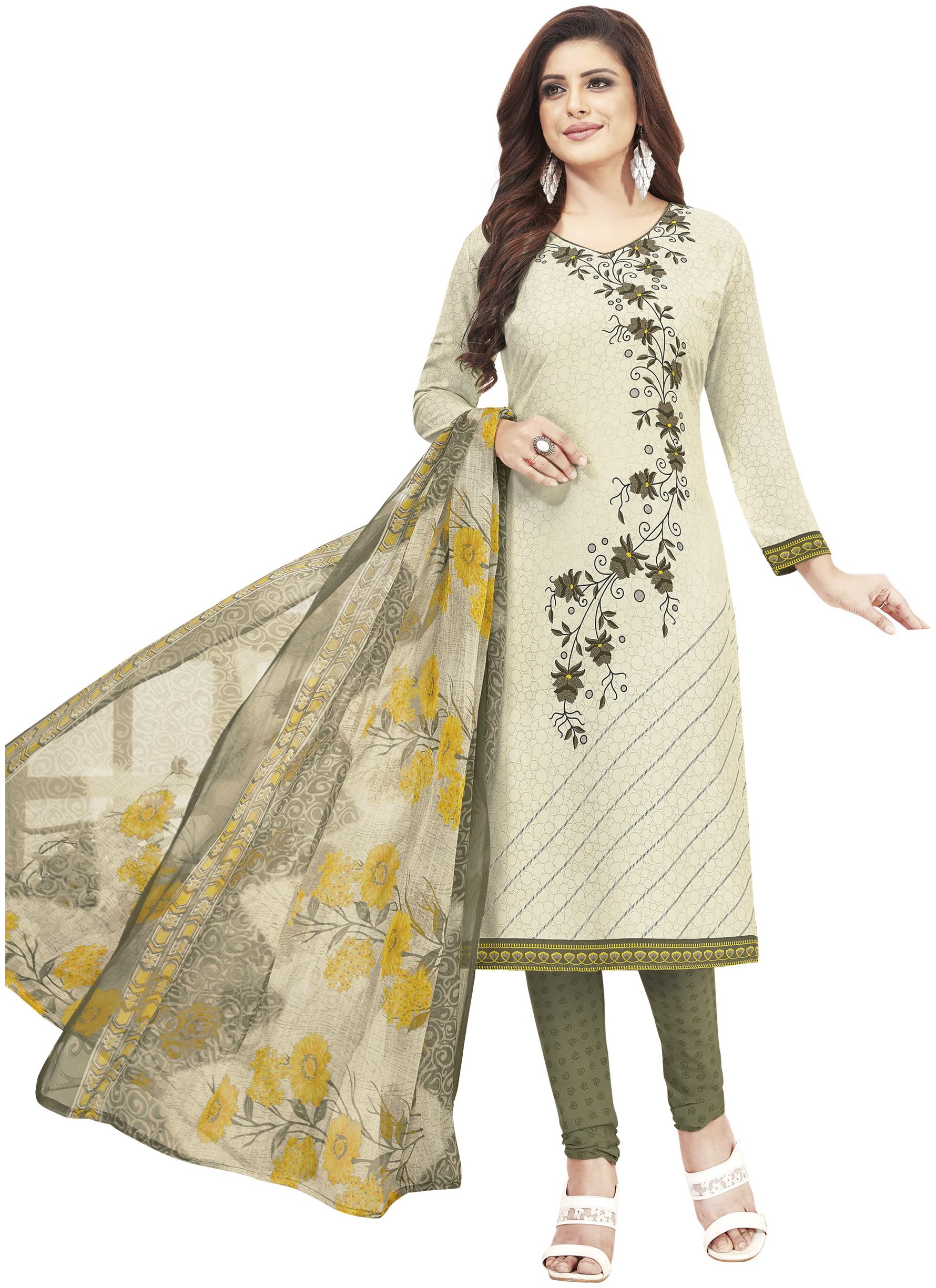

Shree Jeen Mata Collection Green Unstitched Kurta with bottom dupatta With dupatta Dress Material