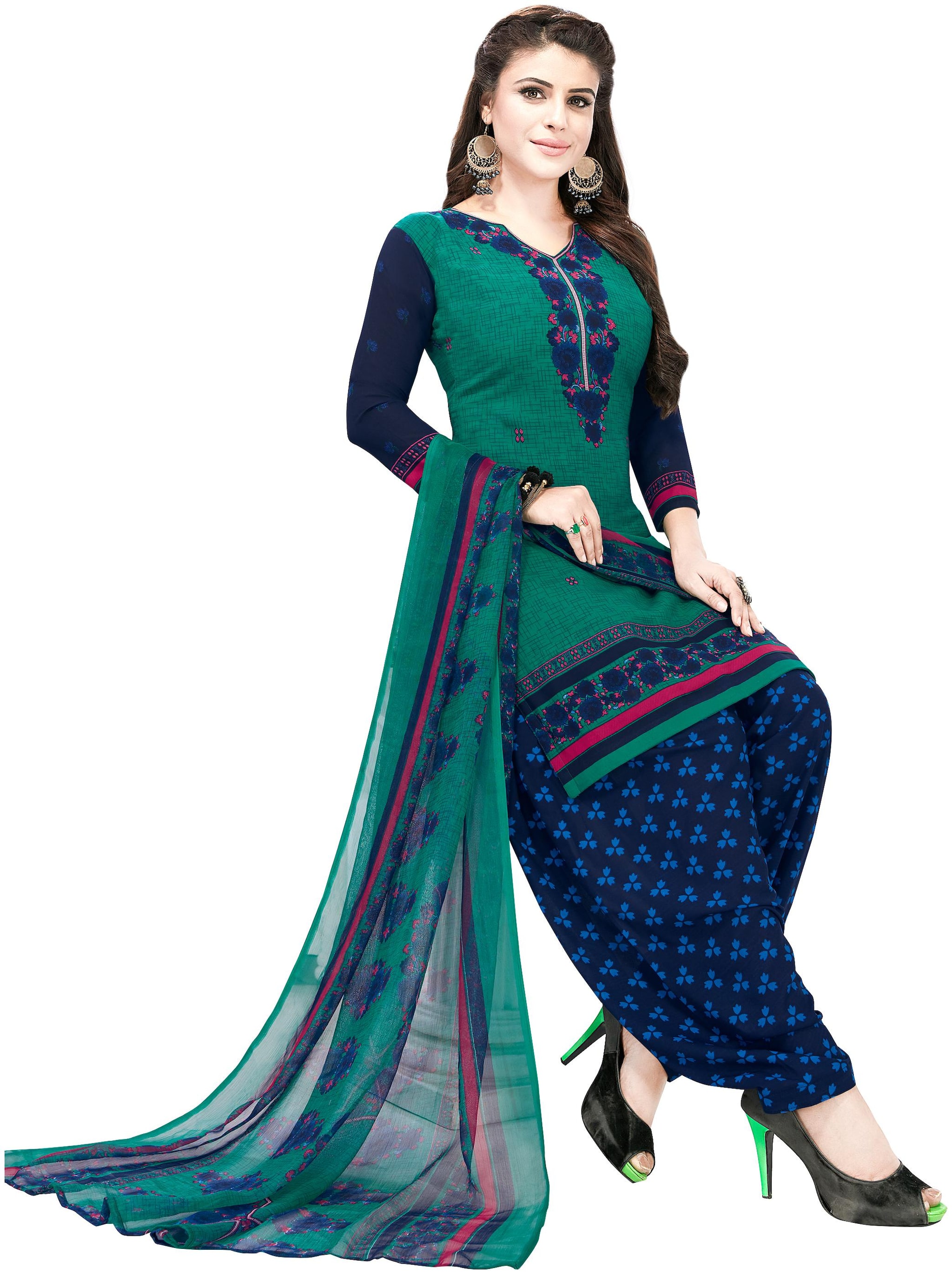 

Shree Jeen Mata Collection Multi Unstitched Kurta with bottom dupatta With dupatta Dress Material