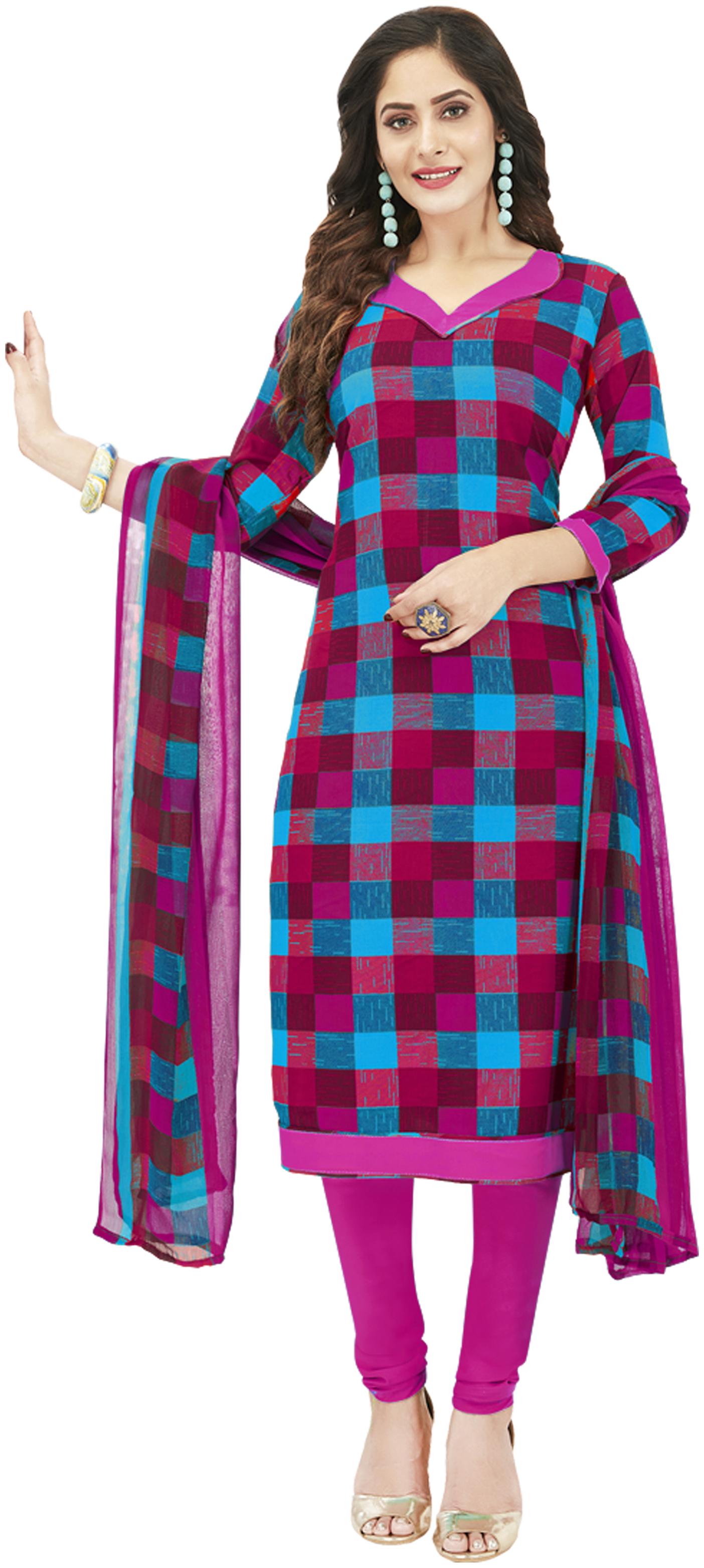 

Shree Jeen Mata Collection Multi Unstitched Kurta with bottom dupatta With dupatta Dress Material