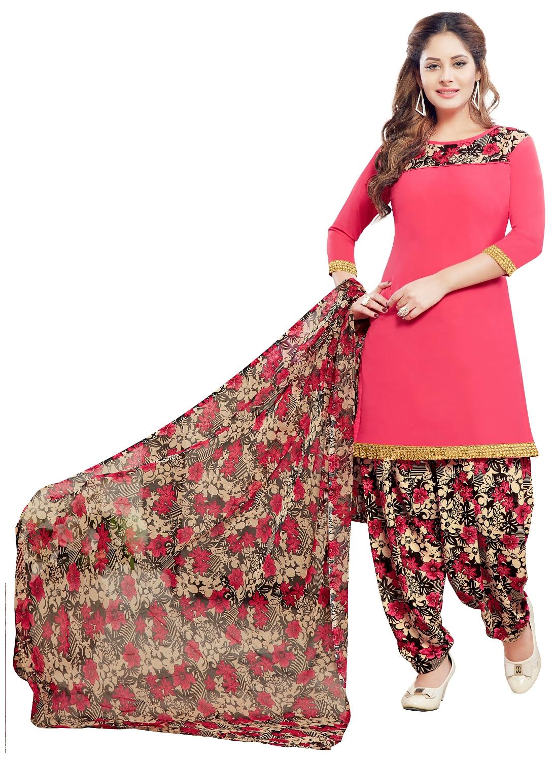 

Shree Jeen Mata Collection Pink Unstitched Kurta with bottom dupatta With dupatta Dress Material