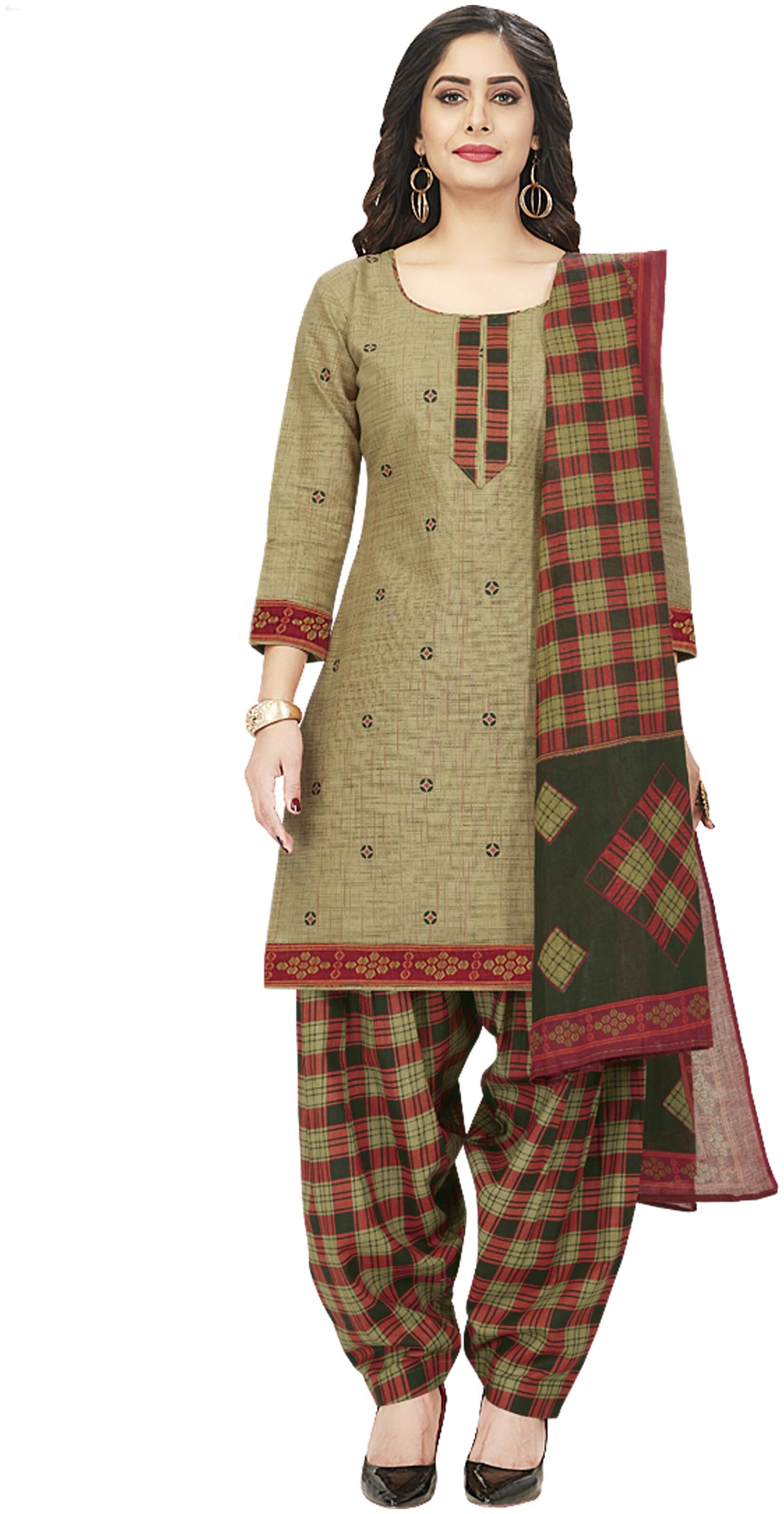 

Shree Jeen Mata Collection Brown Unstitched Kurta with bottom dupatta With dupatta Dress Material