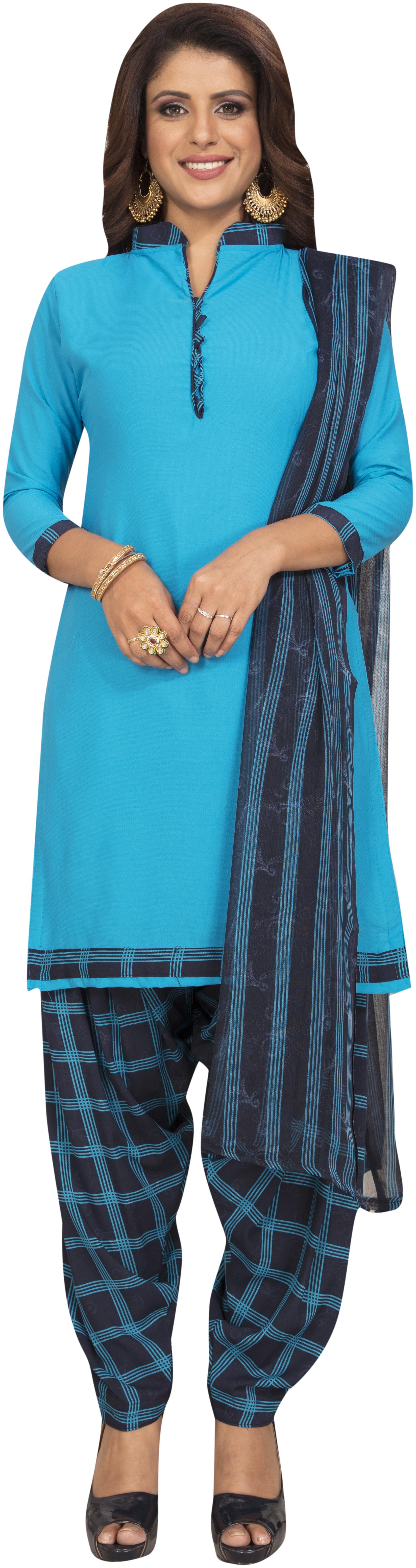 

Shree Jeen Mata Collection Black Blue Unstitched Kurta with bottom dupatta With dupatta Dress Material