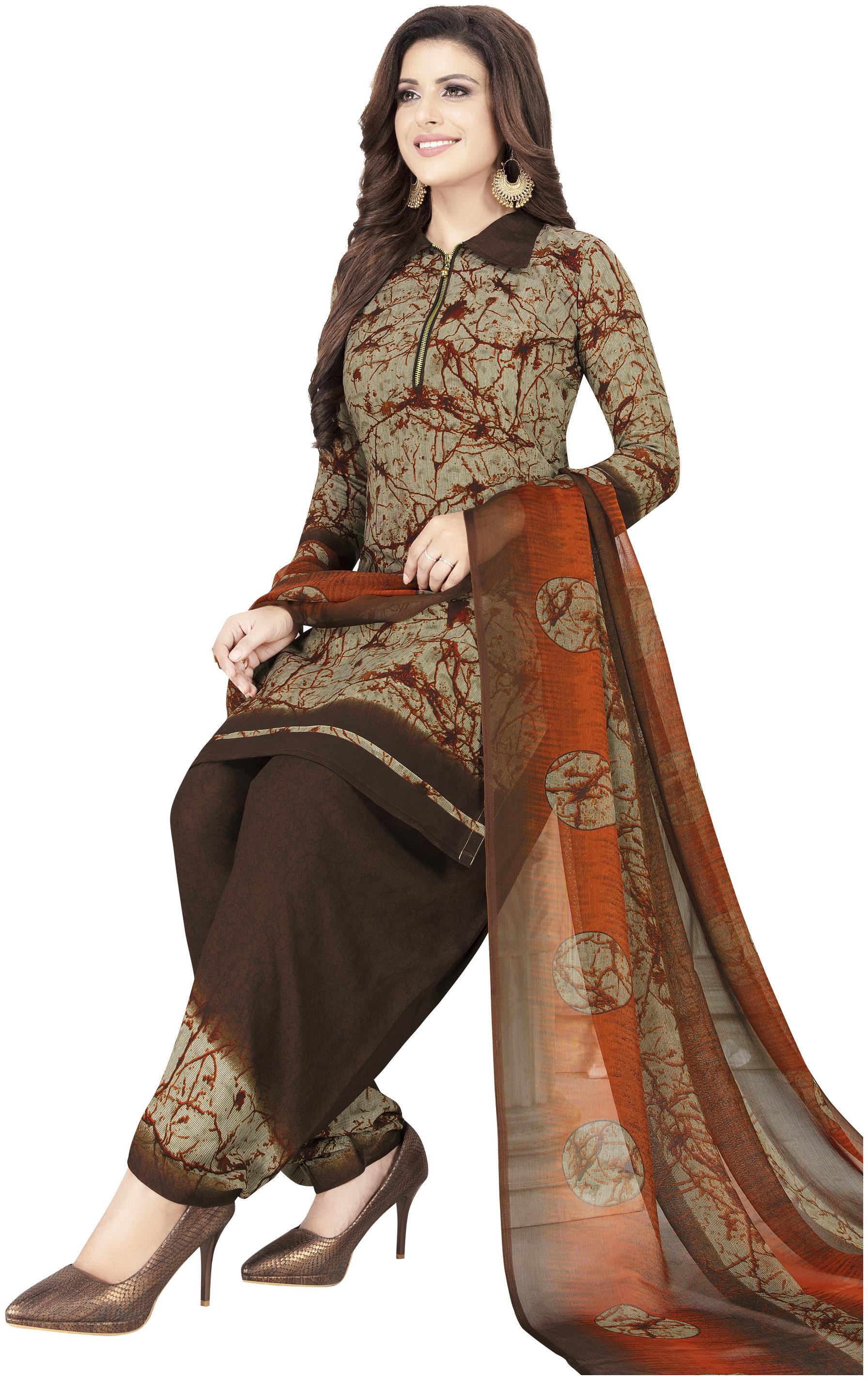 

Shree Jeen Mata Collection Grey Unstitched Kurta with bottom dupatta With dupatta Dress Material