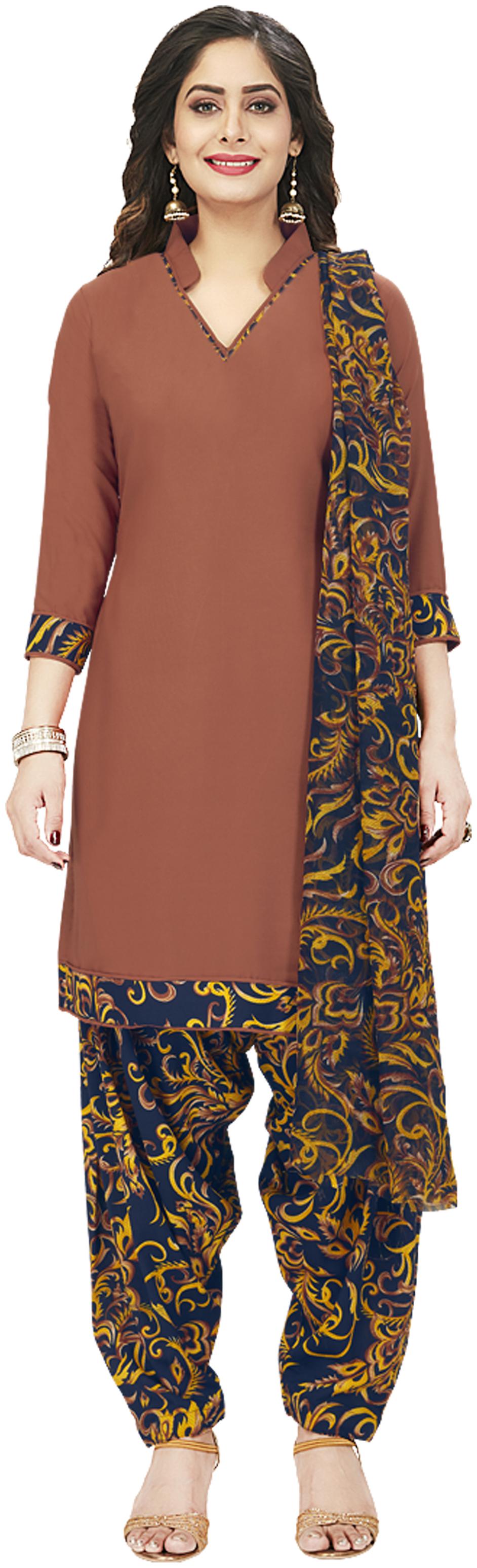 

Shree Jeen Mata Collection Copper Unstitched Kurta with bottom dupatta With dupatta Dress Material