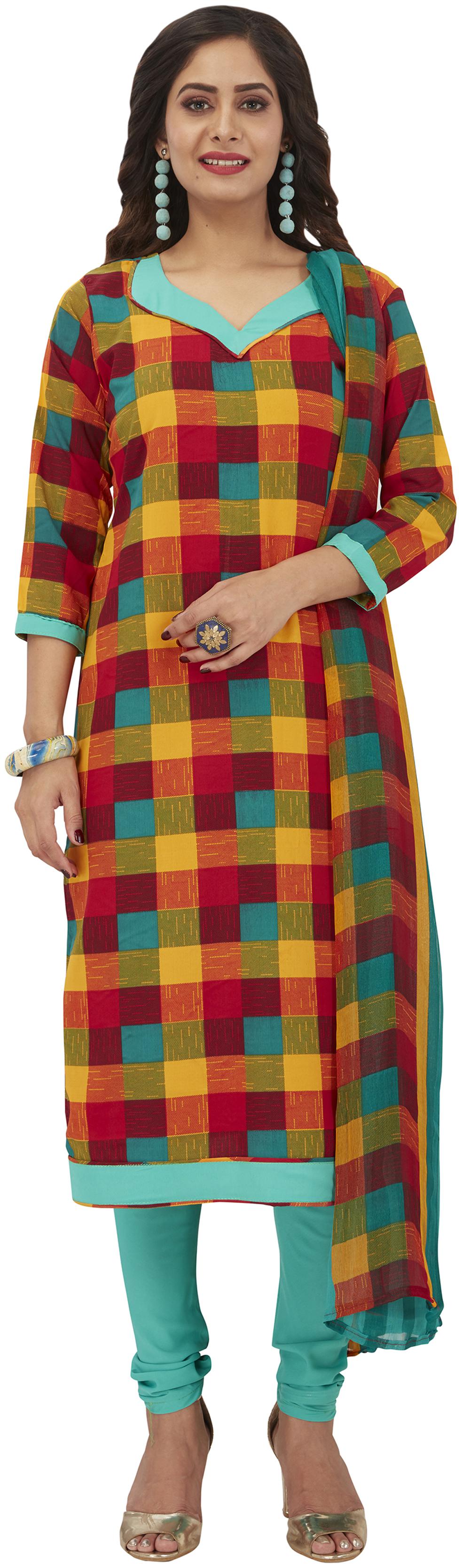 

Shree Jeen Mata Collection Multi Unstitched Kurta with bottom dupatta With dupatta Dress Material