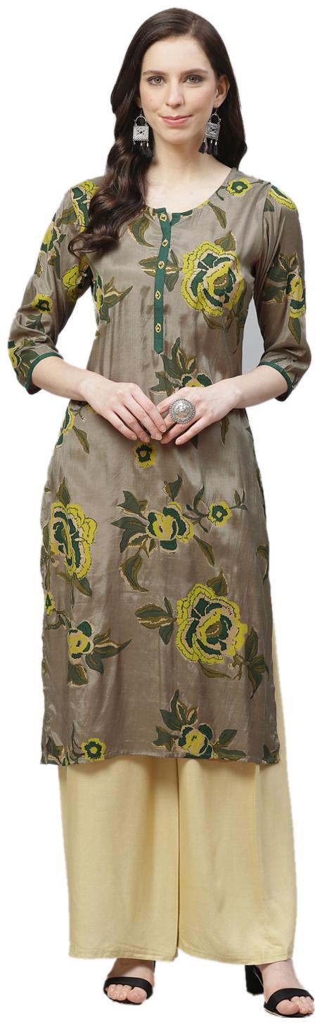 

Shree Liva Floral Olive Kurta For Women