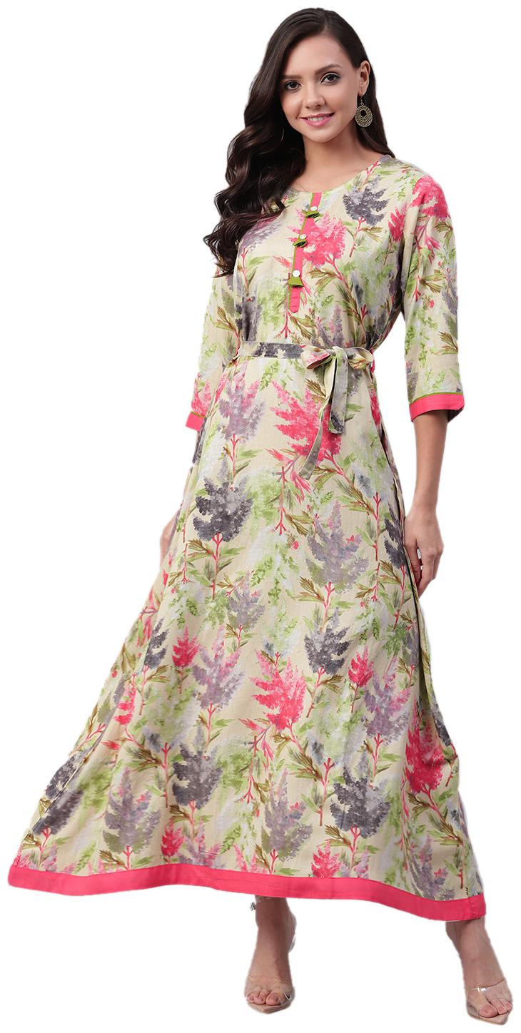 

Shree Liva Floral Multi Color Fusion Dresses