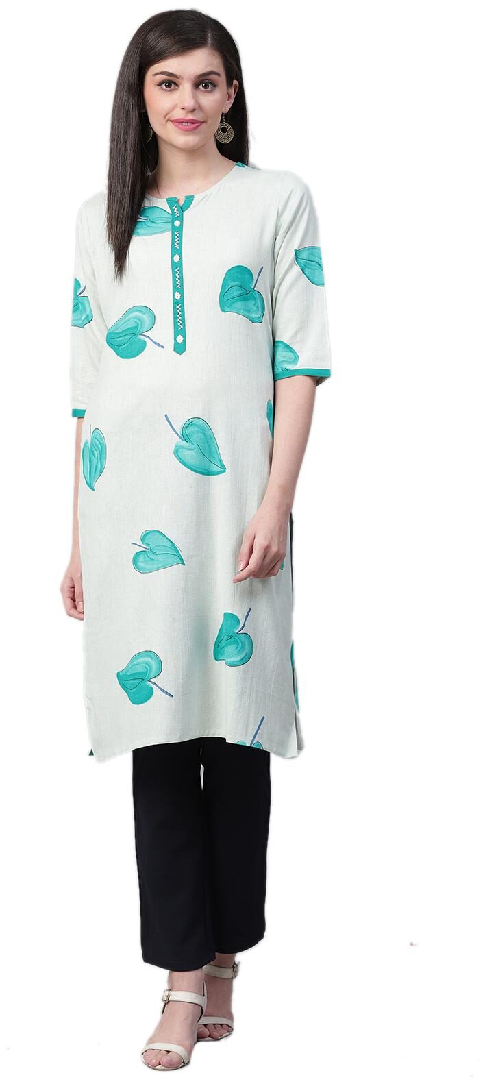 

Shree Women Green Printed Straight Kurta