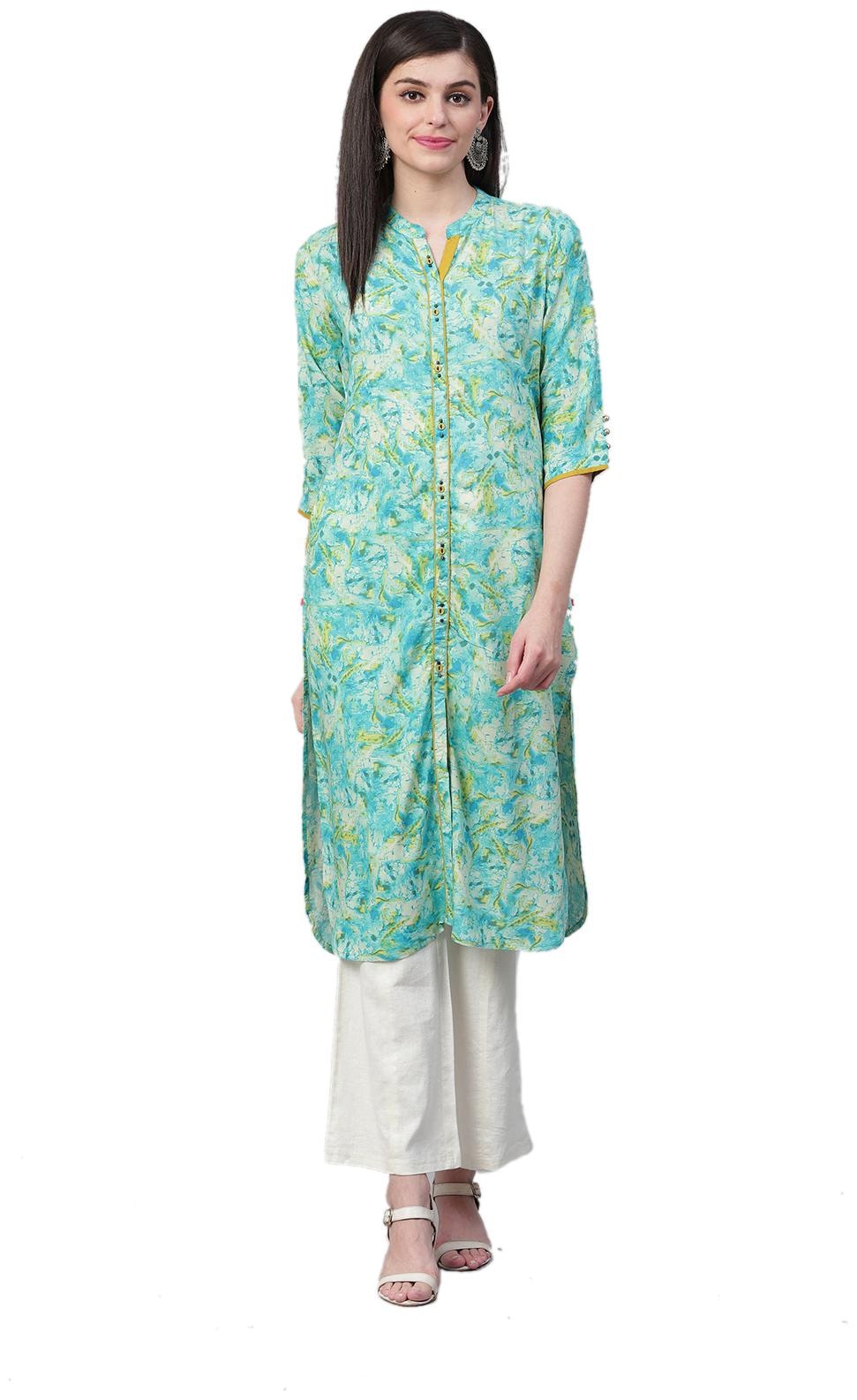 

Shree Women Blue Printed Straight Kurta