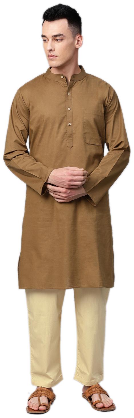 

Shree Men Brown Beige Cotton Kurta Set