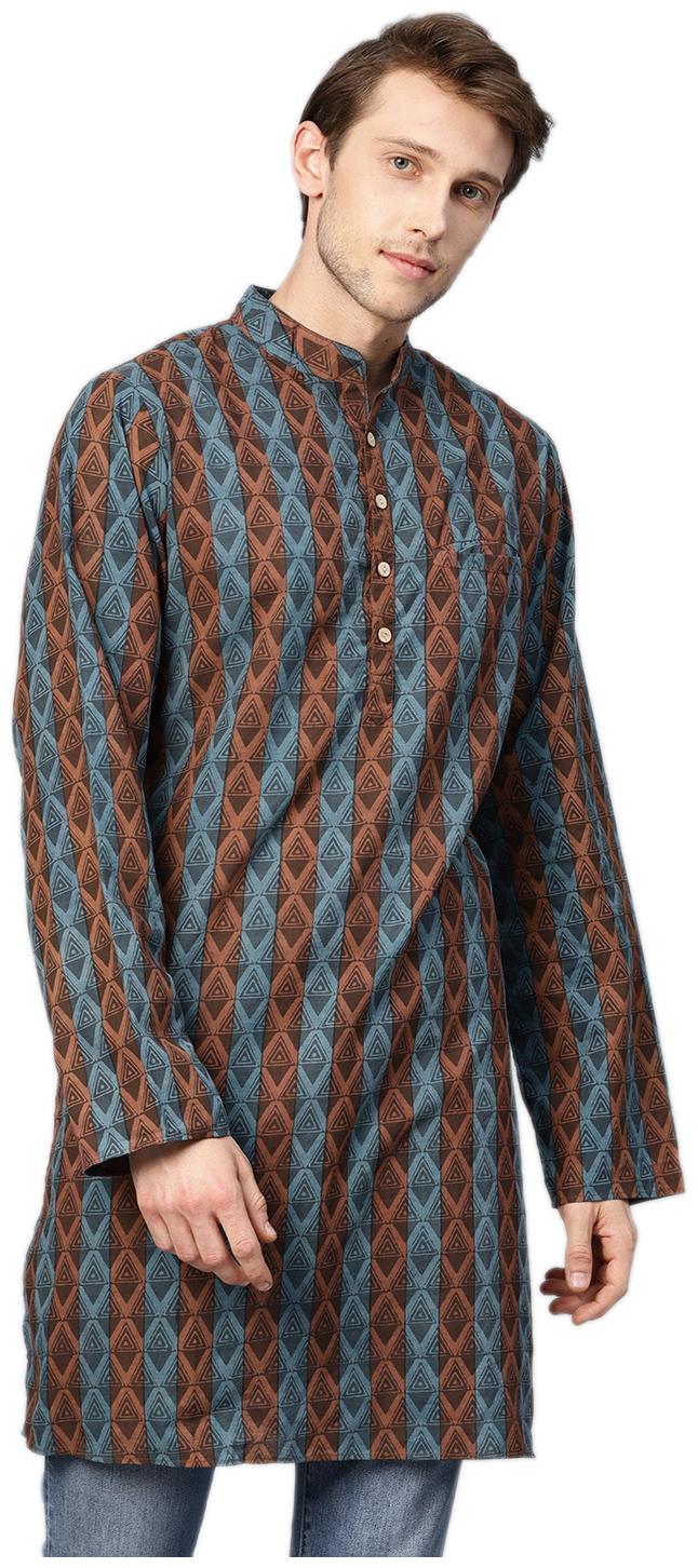 

Shree Men Brown Blue Regular Fit Kurta
