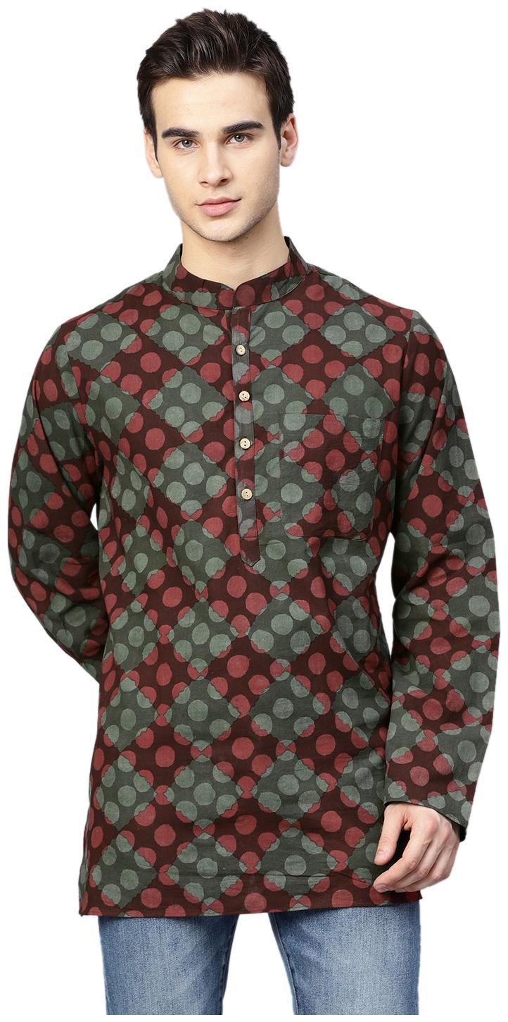 

Shree Men Green Maroon Regular Fit Kurta