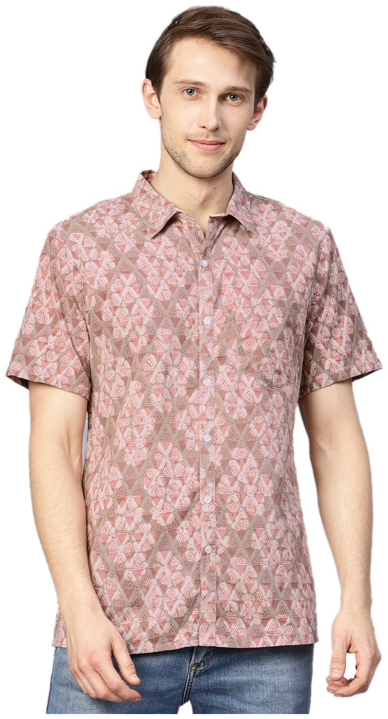 

Shree Men Pink Geometric Regular Fit Casual Shirt
