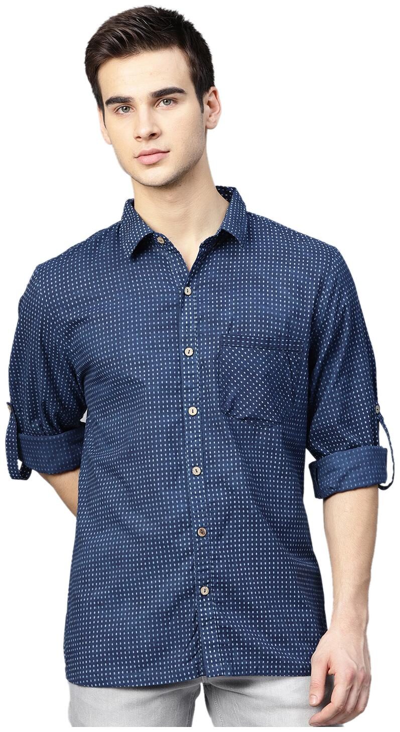 

Shree Men Blue Polka Dots Regular Fit Casual Shirt