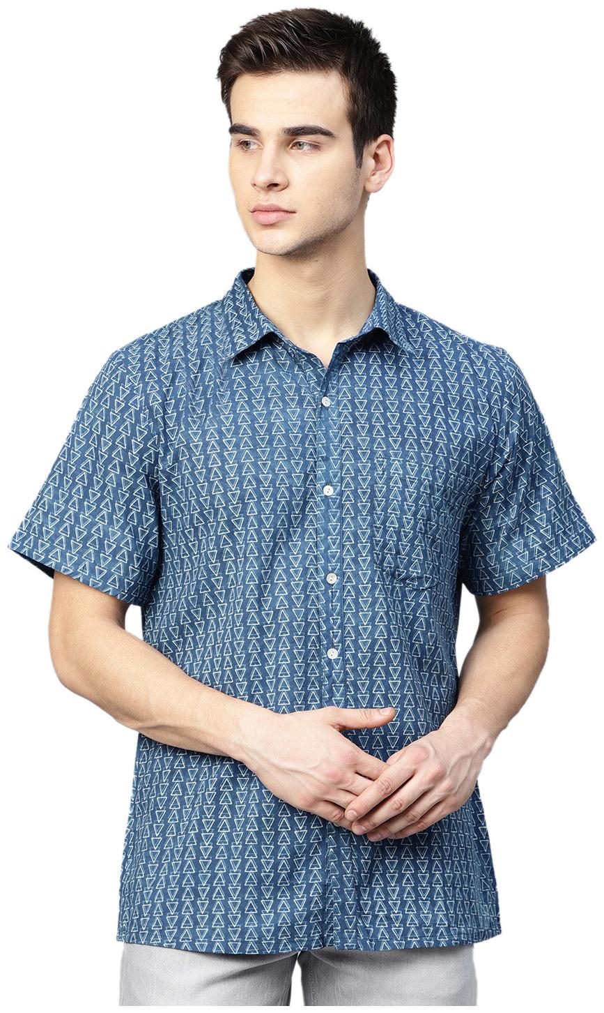 

Shree Men Blue Geometric Regular Fit Casual Shirt
