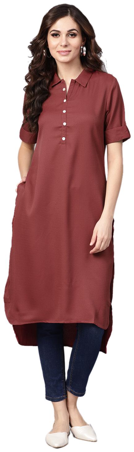 

Shree Polyester Solid Women Kurta - Maroon