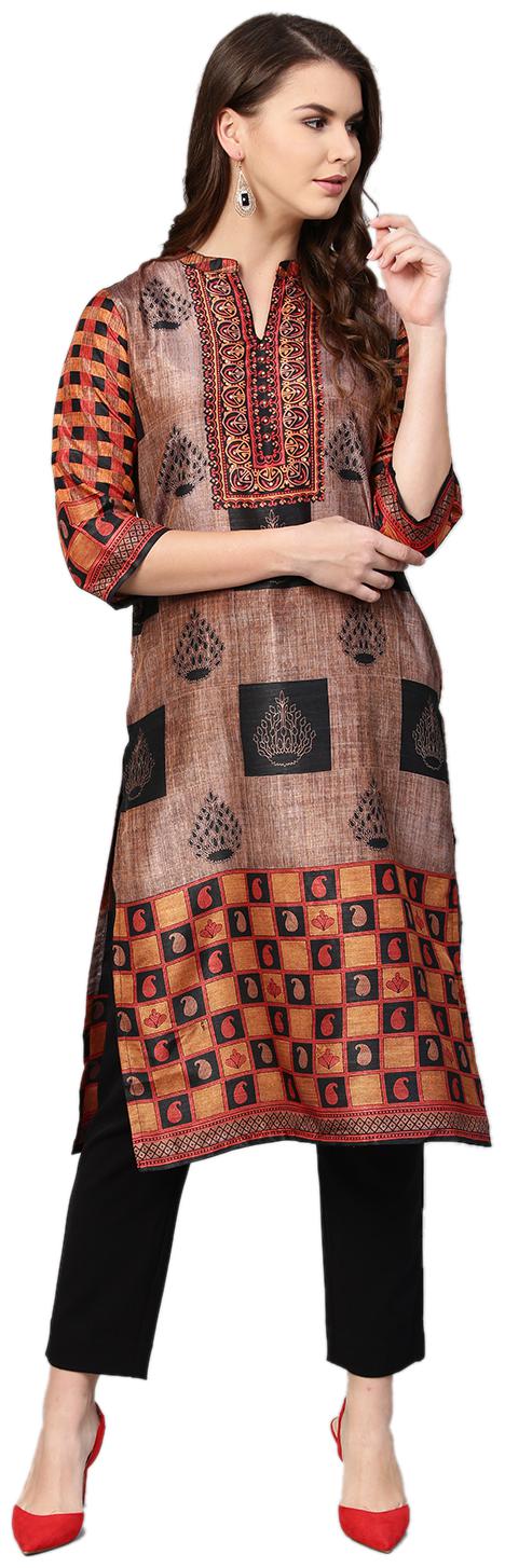 

Shree Polyester Printed Women Kurta - Brown