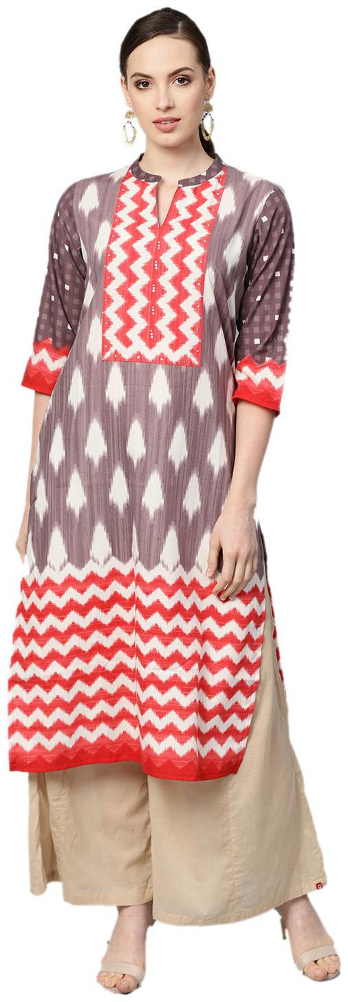 

Shree Rayon Printed Women Kurta - Grey
