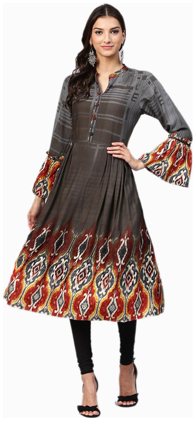 

Shree Rayon Abstract Women Kurta - Grey