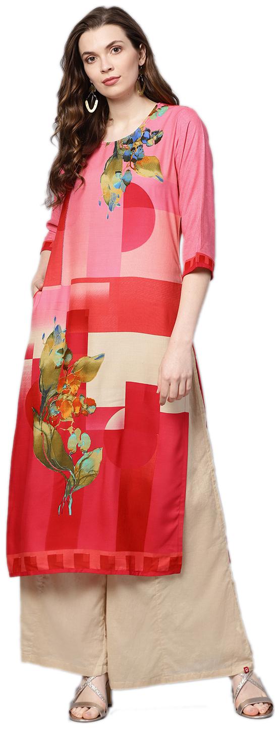 

Shree Rayon Abstract Women Kurta - Magenta