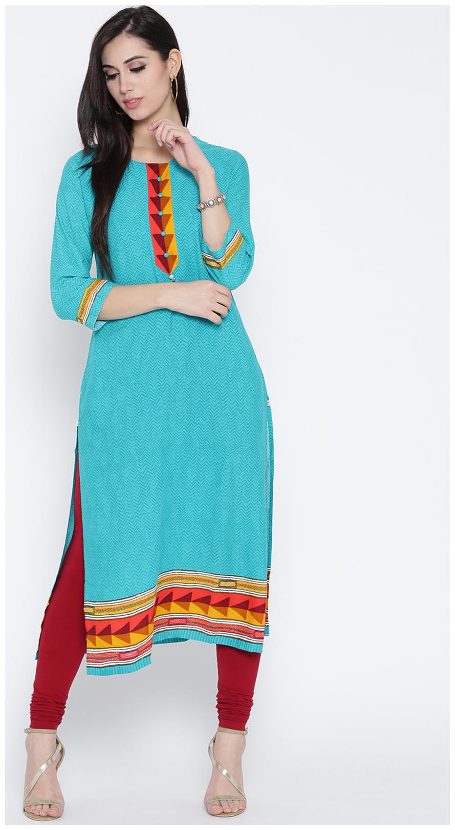 

Shree Rayon Printed Women Kurta - Turquoise