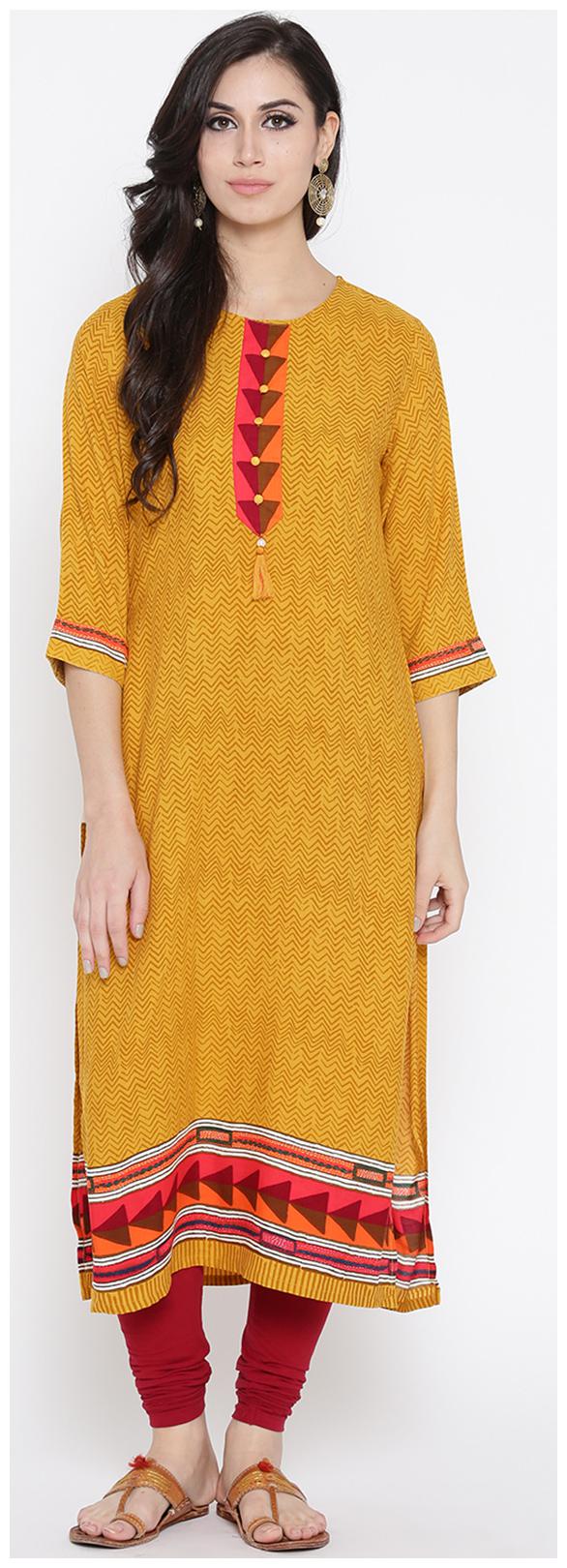 

Shree Rayon Printed Women Kurta - Yellow