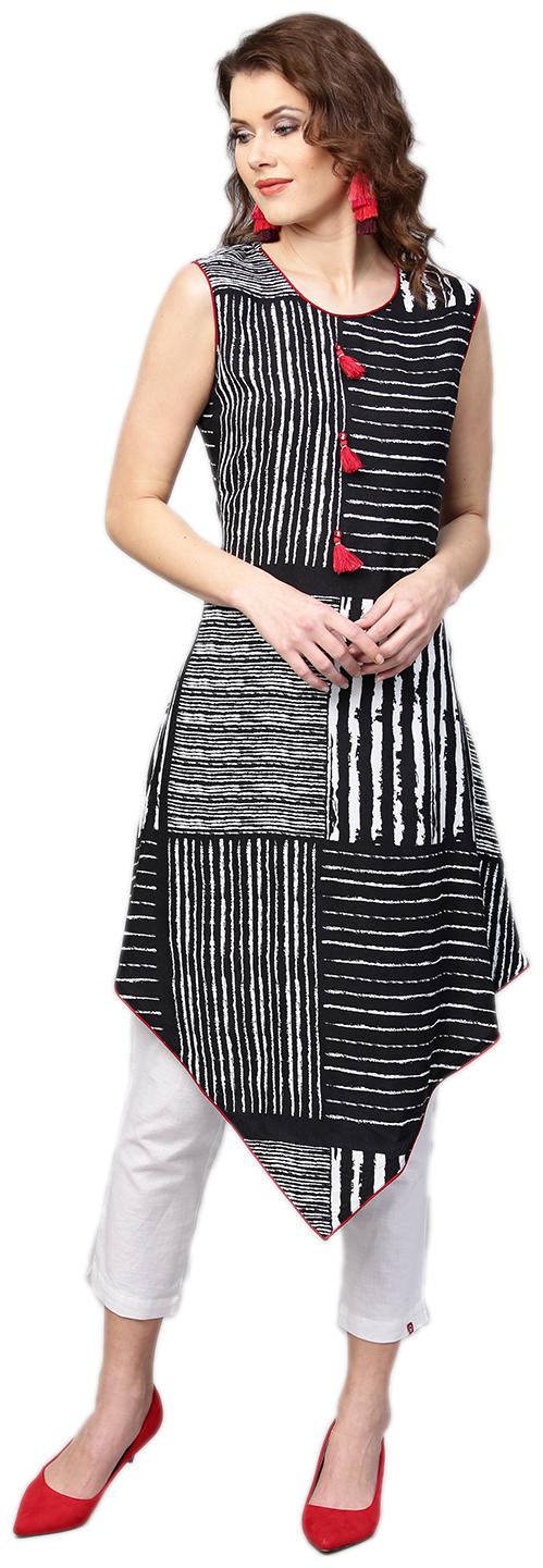 

Shree Rayon Striped Women Kurta - Black