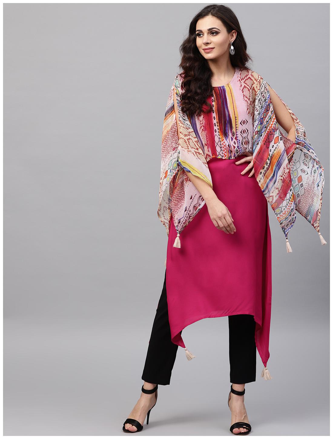 

Shree Women Pink Printed Assymetrical Kurta